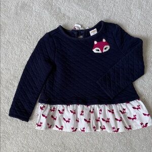 Gymboree Navy Quilted Top with Fox Design, Size 3T